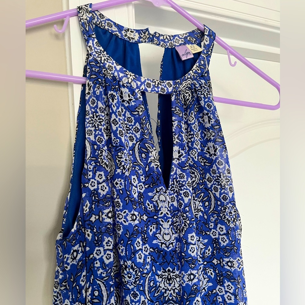 Sleeveless halter high low floral dress